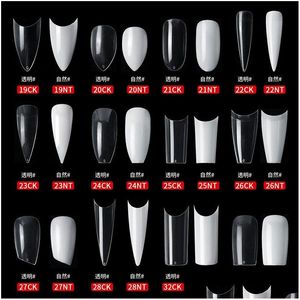 Faux Ongles 500 Pcs / Sac Naturel Clair Acrylique Ongles Conseils Fl / Demi Er Français Cercueil Pointu Ballerine Faux Uv Gel Manucure Outils 500 Drop Dhdvq