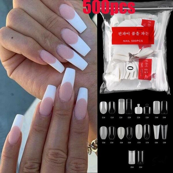 Faux ongles 500pcs / sac transparent blanc long français main et orteil manucure nail art décoration conseils clairs prud22