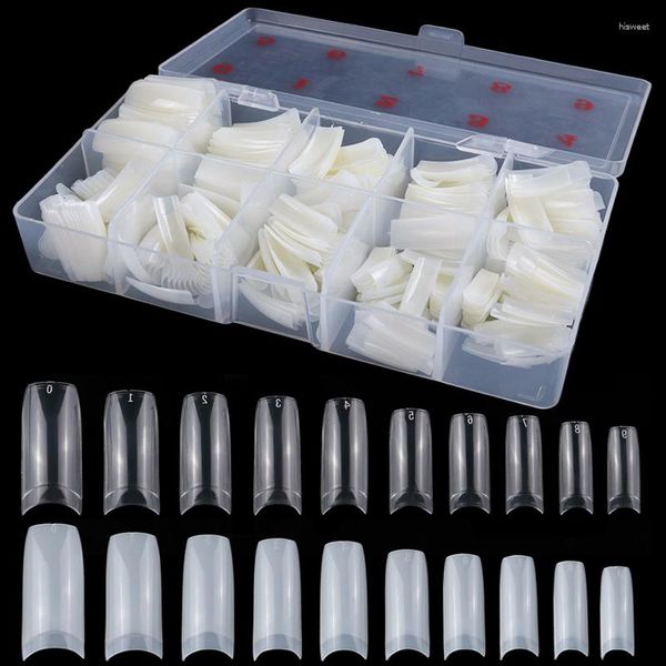 Uñas postizas 500 unids/caja uñas francesas Natural transparente media cubierta acrílico Artificial puntas falsas 10 tamaños suministros de salón de manicura