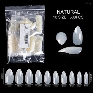 Faux ongles 500 pièces/boîte conseils d'art des ongles clair naturel blanc couverture complète crochet d'aigle Extension de gel UV faux 10 tailles outils de manucure