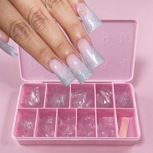 Faux Ongles 500pcs Canard Faux Ongles Transparent Demi Couverture Artificielle Pression Nail Utilisé Pour Prolonger L'acrylique Court Faux Nail Art Outil De Traitement 230724