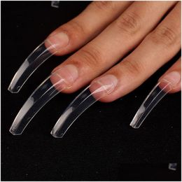 Faux ongles 500pcs Eagle Hook Shape Nail Tips Art professionnel Half Er 10 tailles Appuyez sur S Faux Cercueil Courbé Arch Manucure 220716 D Dhpzc