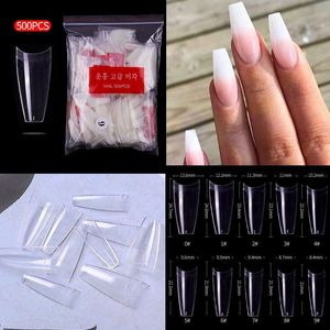 Faux ongles 500pcs ballerine française faux ongles conseils artificiels acryliques demi-clair UV gel manucure pointe pour salon d'art