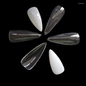 Faux Ongles 500pcs Pleine Couverture Acrylique Long Naturel Transparent Artificiel Stiletto Amande Nail Tips