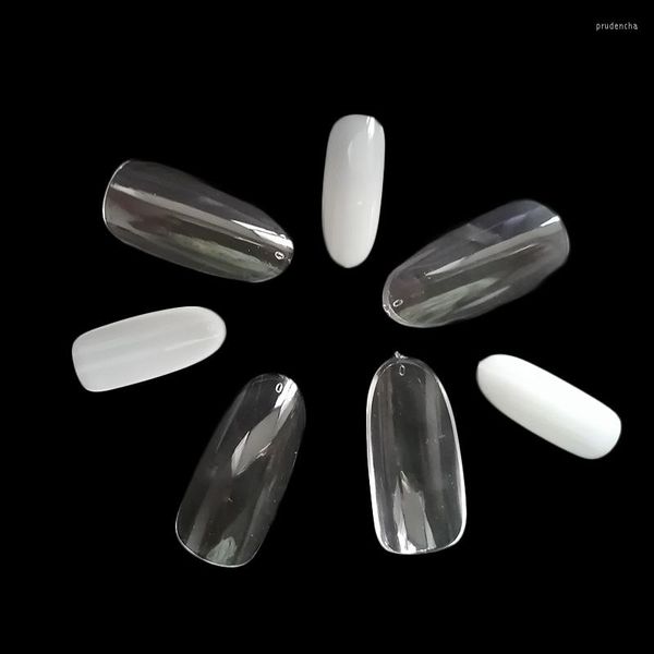 Faux ongles 500pcs couverture complète acrylique naturel transparent long ovale artificiel ongles conseils