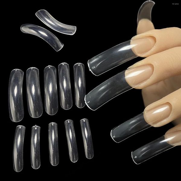 Faux ongles 500pcs couverture complète longues pointes d'ongles incurvées presse artificielle classique sur extension de courbe supplémentaire des années 90 cadeau de Saint-Valentin