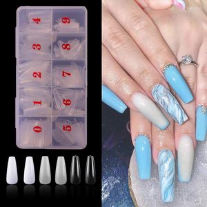 Uñas postizas 500 Uds. En caja bailarina Nail Art Tips ataúd ABS Gel acrílico Artificial UV juego de manicura Ongle transparente