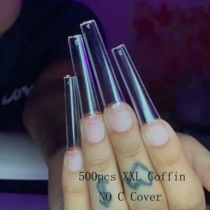 Faux ongles 500pcs No C Curve XXL Cercueil Conseils Droit Carré Demi Couverture Nail Acrylique Gel Manucure Outil 231204