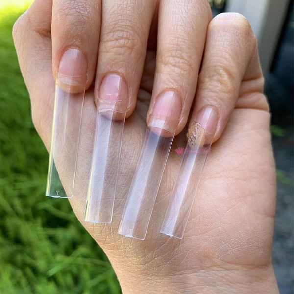 Faux ongles 500pcs No C Curve XXL Square Straight False Nail Tips Half Cover Clear Long Fake Nails 230428