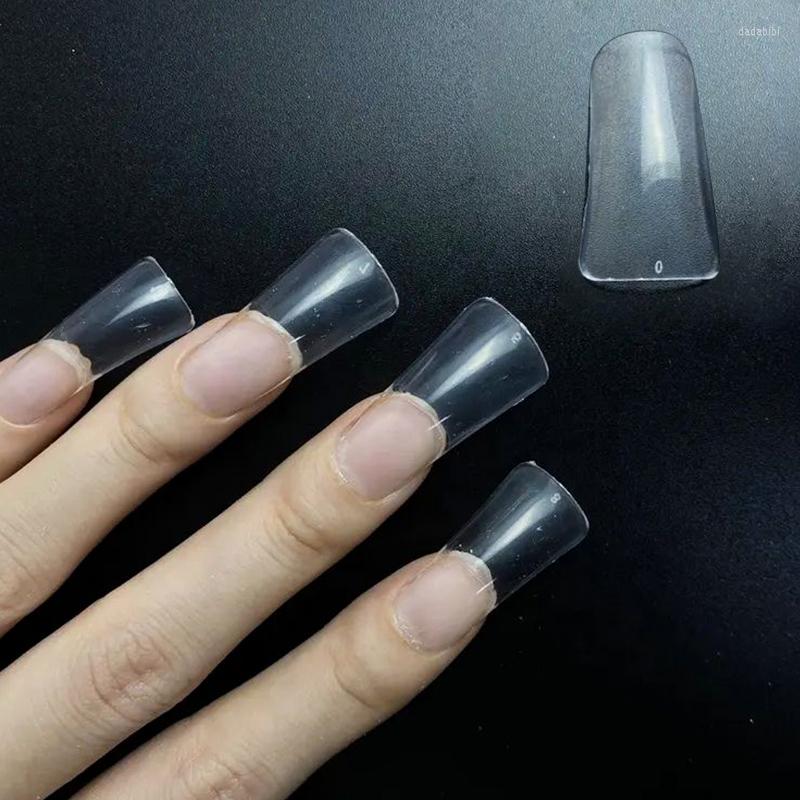 Valse nagels 504pcs/zak eendenvoet nagelstips Volledig deksel Clear brede Flare Artificial Gel Extension System Manicure Accessories