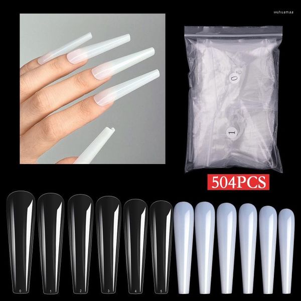 Uñas postizas 504PCS Square Long Nail Tips XXL Coffin Press On E1YD