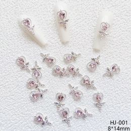 Uñas postizas 50 piezas Fairy Stick Heart Germ Nail Charm Sailor Girl Moon Diseño Accesorios Nail Art Supply 8 * 14Mm Pink Crystal Glitter Manicure 230609