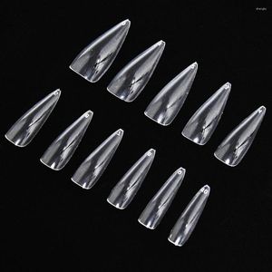 Valse nagels 550 stcs/doos Stiletto Claw Nail Tips No Trace Full Cover Pointy Press op Acryl Clear Water Drops TD#02