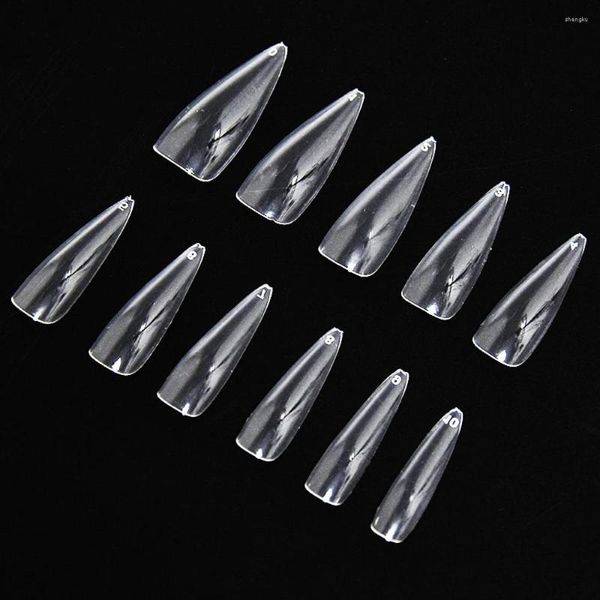 Faux ongles 550 pièces/boîte Stiletto griffe ongles conseils aucune Trace couverture complète pointue presse sur acrylique clair gouttes d'eau TD #02