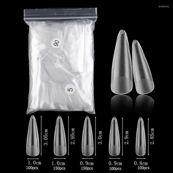 Faux Ongles 600PCS 5 Tailles Seulement Taille 5-9 Trackless Matte Clear Long Ballet Sharp Amandes Corée ABS Full Nail Tips Manucure Accessoires