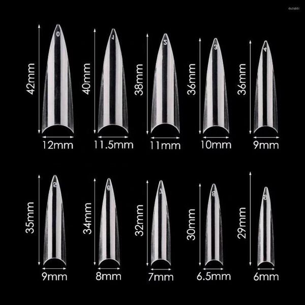 Faux Ongles 600pcs Acrylique Long Stiletto Nail Tips Easy Coffin Sharp Art Pour Salon (Clear)