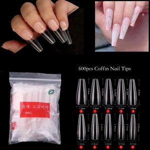 Faux Ongles 600 pcs Cercueil Acrylique Transparent En Gros Couverture Complète Conseils Ongles Coniques Pour Acrilc Ongle Faux