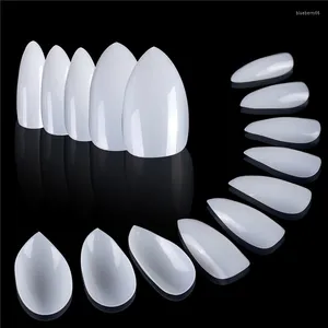 Valse nagels 600 stks witte transparante nep art uv gel vingernagels druk op stiletto acryl tip volledige cover manicure