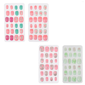 Faux ongles 96 pcs couverture complète pour enfants filles presse sur faux feuilleté ABS décor colle