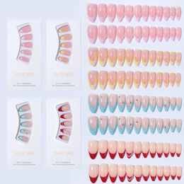 False Nails 96pcs Set van amandelnagelcombinatieserie Simple Press Fake for Women and Girls Y2K Acryl