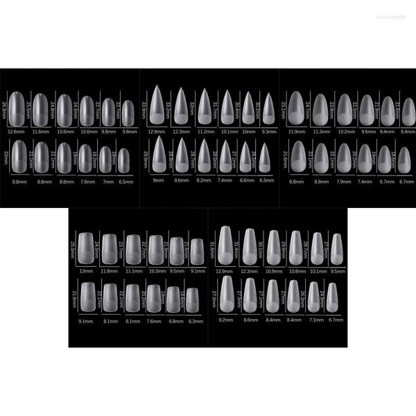 Faux ongles acryliques longs cercueil d'amande Stiletto carré ovale 240 pièces pointe d'ongle artificielle couverture complète 12 tailles
