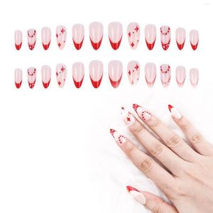 Kunstnagels Amandel Fake Met Nagellijm Kerst Kunstmatige Vinger Manicure Rode Gel Kit Voor Decoratie Thuis DIY