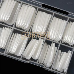 Faux Ongles AORAEM Cercueil Acrylique Naturel Faux Ongles Conseils 100pcs Boîte D'emballage Clair Longue Ballerine Pour Manucure Accesorios Prud22