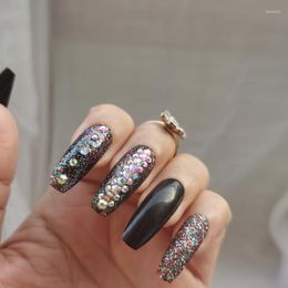 Valse nagels zwarte high-end salon ballet kist Diy Crystal glitter handgemaakte nep 24-stks
