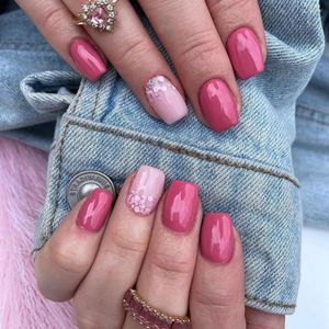 Kunstnagels Breukbestendig Chique Europees geïnspireerd Roze Fake Easy Trim Minimalistische stijl Multifunctioneel