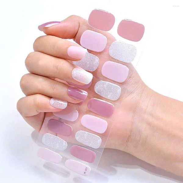 Faux ongles respirants, enveloppes d'ongles, bandes de Gel auto-adhésives à motifs élégants pour bricolage, Kit de manucure pour femmes et filles, facile