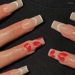 Faux ongles cassé coeur brisé conception portable Nail Art couleur nue faux détachable fini presse sur avec de la colle