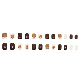 Faux Nails Brown Color Couleur courte courte charmante design classique à la mode pour bricolage de votre propre ongle à la maison