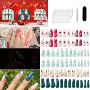 Kunstnagels Kerstkist Nepset Druk op Volledige dekking Tips Lijm 72 stuks met