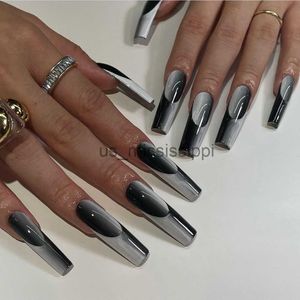 Kunstnagels Kerst Valse Y2k Nagels Druk Op 24 stks Gradiënt Ballet Lange Doodskist Franse Nagel Tips Volledige dekking Fake Nail Sticker Gratis Verzending x0826