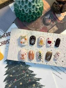 Faux ongles Festival de Noël habiller jolie fille ongles arbre de Noël faux faux ongles presse sur gelngel conseils Q240122