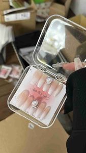 Kunstnagels Kerstoutfit druk op nagels set uas postizas gelngel tips acryl druk op nagels Q240122