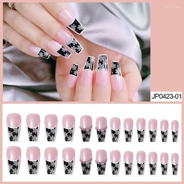 Faux ongles transfrontaliers commerce extérieur série flocon de neige de noël produits d'amélioration des ongles Patch faux ensembles portant