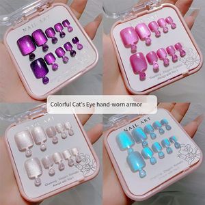 Uñas postizas Crystal Cat Eyes Toe Nail Stickers Moda Wraps Autoadhesivo Arte Mujeres Manicure Toenail 1 Set