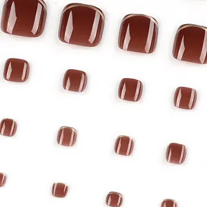 Faux ongles rouge foncé style français faux ongles avec bord doré facile à appliquer simple décoller pour les femmes et les filles salon de manucure