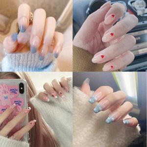 Faux Ongles Ongles Artificiels Amovibles 24PCS Français Avec Motif De Coeur Conception Extension Décor Appuyez Sur