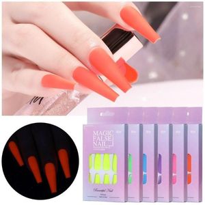 Faux Ongles Amovible Diy Lumineux Faux Ongles Forme De Cercueil Conseils Jelly Gum Couleur Unie