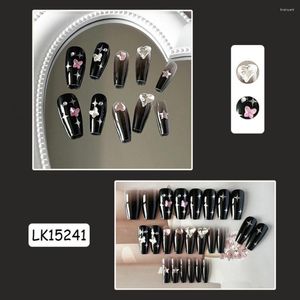 Kunstnagels Diy Nail Art Gel Nep Valentijnsdag Harttip Press-on Zwart Acryl Full Cover Set voor vrouwen