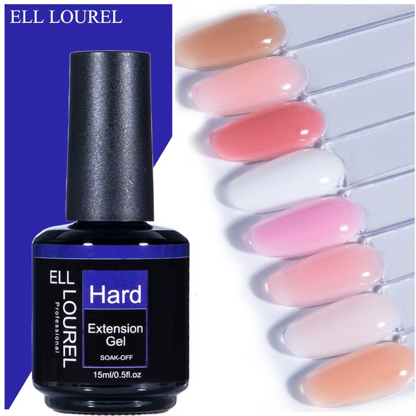 Faux Ongles ELL LOUREL Milky White Builder Nail Gel for Extension In A Bottle 15ML Nude Pink Clear Poly Hard Gel Vernis à Ongles UV Nails Art 230701