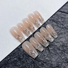 Kunstnagels Emmabeauty Carat Lover Medium T Handgeschilderde verwijderbare herbruikbare hoge kwaliteit handgemaakte pers op nagels.No.C696