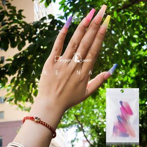 Faux Ongles Extra Long Faux Cercueil Brillant Presse Sur Ballerine Acrylique Pour Femmes Et Filles 20Pcs