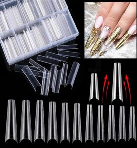 Faux Nails Extra Long Square Nail Tibs Art French Denim Fake Manucure Decoration Tools Artificial Acrylic2915656