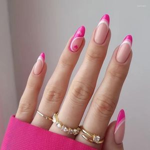 Faux ongles Patch d'amélioration des ongles français coeur de pêche saint-valentin portant le produit fini