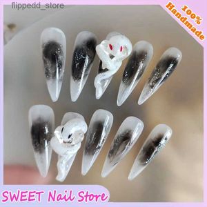 Kunstnagels Nepnagels Sticker Lange puntige nagels Slangontwerpen Druk op valse nageltips Volledige dekking Manicurepatches Eindproducten Q231114