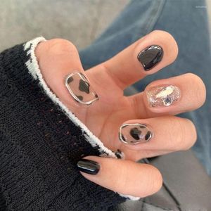 Valse nagels nep met ontwerpen afneembare diamant korte ronde/vierkante kop Franse volledige cover nagel tips druk op