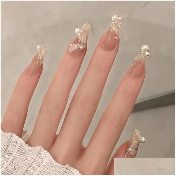 Unhas postiças Unhas postiças são saudáveis e seguras Mulheres podem usar o realce de unhas com diamante Pure Girls Show White Ice Drop Delivery H Dhoaf